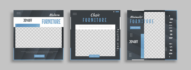 Furniture social media post template vector illustrations