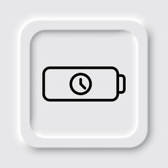 Battery with clock simple icon vector. Flat design. Neumorphism design.ai