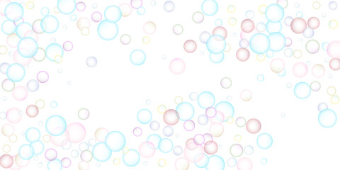 Soap bubbles flew randomly on a white background. Vector