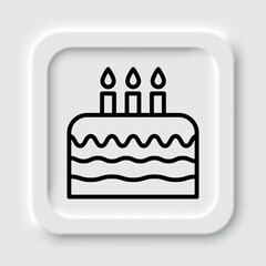 Cake, birthday simple icon vector. Flat design. Neumorphism design.ai