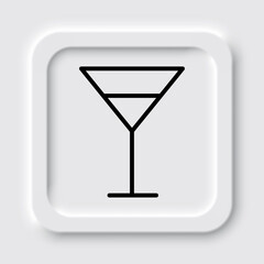 Cocktail glass simple icon vector. Flat design. Neumorphism design.ai