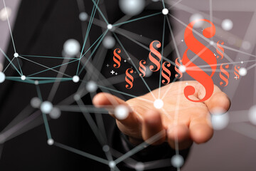 Neural network 3D illustration. Big data and cybersecurity