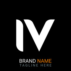 Iv Letter Logo design. black background.