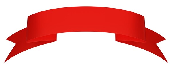 Red ribbon on white background. 3d rendering. For birthday or valentine.	