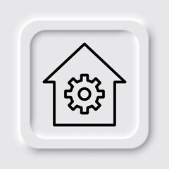 Gear, house simple icon vector. Flat design. Neumorphism design.ai