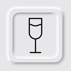 Glass of champagne simple icon vector. Flat design. Neumorphism design.ai