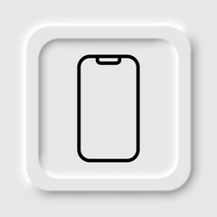 Mobile phone simple icon vector. Flat design. Neumorphism design.ai