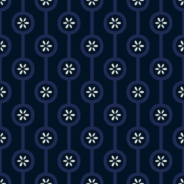 Modern surface classic blue background original floral pattern design. High resolution image, digital illustration. Textile swatch fabric all over print block.