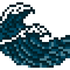 Pixel sea waves. Storm ocean. Vector illustration in a flat style. Embroidery scheme.