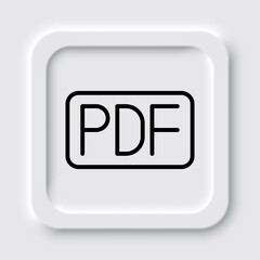 PDF simple icon vector. Flat design. Neumorphism design.ai