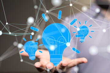 Neural network 3D illustration. Big data and cybersecurity