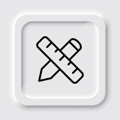 Ruler, pen simple icon vector. Flar design. Neumorphism design.ai
