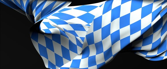 Obraz premium Oktoberfest background frame with bavarian white blue fabric, isolated on white. October festival