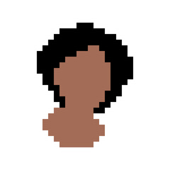 Head of an African woman. Pixel art. Black Girl Portrait.