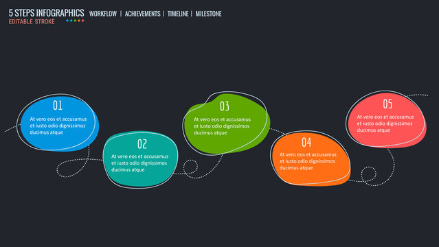 Process workflow infographics, five options, steps process diagram, Timeline Infographics for business concept. Ideal for presentations banner