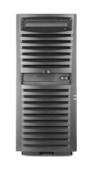 Schwarzer Server / PC / Computer freigestellt / isoliert vor weißem Hintergrund