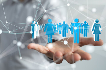 Global network. Blockchain. 3D illustration. Neural networks and artificial intelligence. Abstract