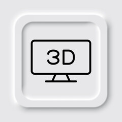3D, TV simple icon vector. Flat design. Neumorphism design.ai