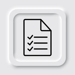 Document, list simple icon vector. Flat design. Neumorphism design.ai