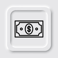 Dollar simple icon, vector. Flat design. Neumorphism design.ai