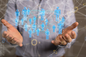 Global network. Blockchain. 3D illustration. Neural networks and artificial intelligence. Abstract