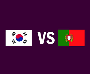 South Korea And Portugal Flag Emblem Symbol Design Asia And Europe football Final Vector Asian And European Countries Football Teams Illustration