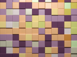 3d square mosaic. Vintage colorful texture. 3D render. 3D illustration