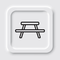 Picnic, camping table simple icon vector. Flat design. Neumorphism design.ai