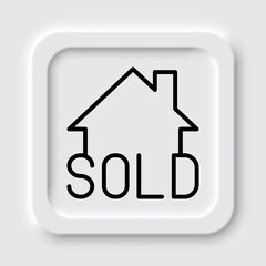 Sold, house simple icon vector. Flat design. Neumorphism design.ai