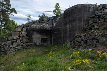 Arendal, Norway - May 28, 2022: Sandvikodden fort was built by the German occupation forces in...