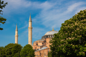 Fototapeta na wymiar Hagia Sophia or Ayasofya Mosque in Istanbul at daytime.