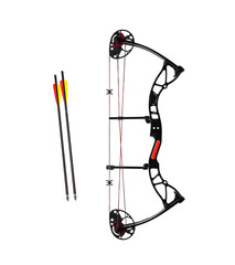 Modern, compound hunting bow. An ancient weapon with a modern twist. Isolate on a white back.