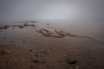 Long Exposure Rocky Shoreline Porcupine Mountains Wilderness State Park Upper Peninsula Michigan
