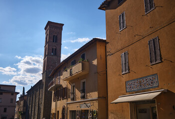 Fototapeta na wymiar Deruta, tower, town, Italy