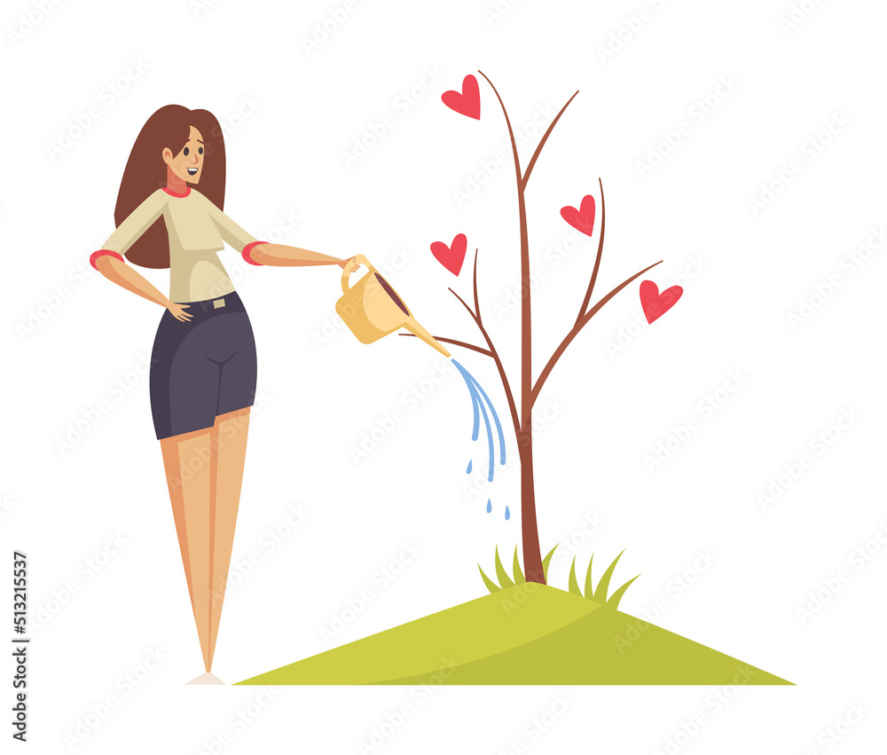 Wall mural watering heart tree composition