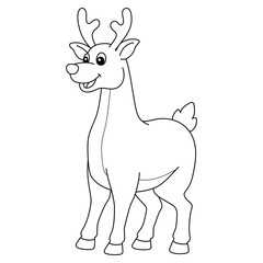 Christmas Reindeer Isolated Coloring Page for Kids