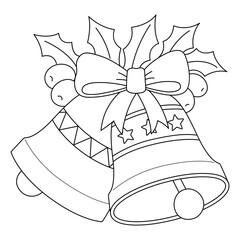 Christmas Bell Isolated Coloring Page for Kids