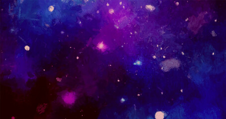 Vector cosmic illustration. Beautiful colorful space background. Watercolor Cosmos