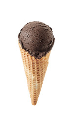 chocolate  ice cream with cone isolated on whit