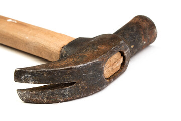The claw hammer isolated on white background. Top view.
