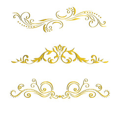 set of gold ornaments