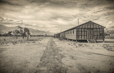 Abandoned Japanese internment camp barracks