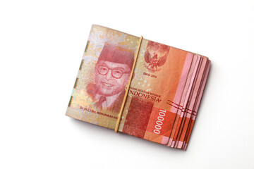 Indonesian rupiah cash banknotes money.