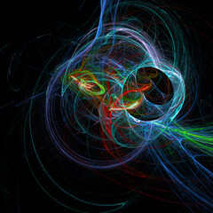 fantastic space blue planet illustration, star system, color graphics, background, design