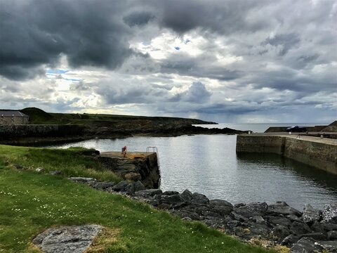 A cloudy day in Banff, Portsoy. Aberdeenshire, Scotland. UK. 