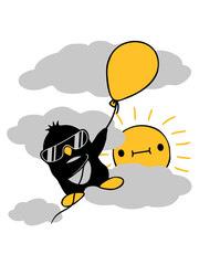 Fliegender Pinguin Luftballon Sonne 