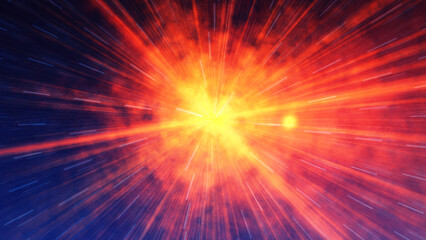 Abstract explosion with rays and sun burst . 3d illustration