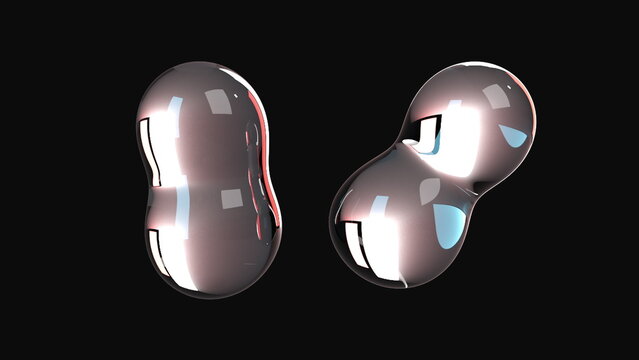 Metaballs glass. Computer generated 3d render
