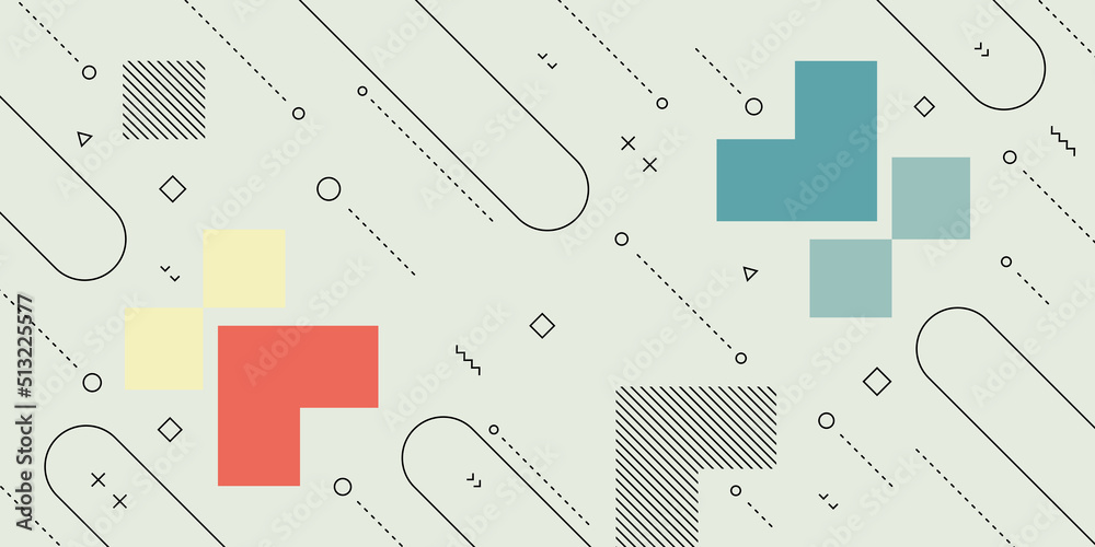 Wall mural modern abstract background with retro memphis elements and pastel colorful
