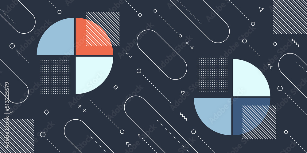 Wall mural modern abstract background with retro memphis elements and pastel colorful